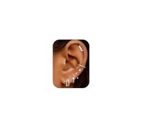 Roheafer 7 pares pendientes Acero Inoxidable Mujer Hipoalergenicos Piercing Tragus Helix Cartílago Juego De Aros Con Tachuelas Pequeños Dorados Oro Pendiente Plata Multi Piercing(S-Double)