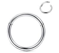 Roheafer Anillos nasales hipoalergénicos Titanio G23 Anillos nariz aro 14G 16G 18G 104G Anillos segmentos bisagras para mujeres hombres Helix Tragus Cartílago Septum Joyería Anillos perforación cuerpo