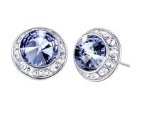 Roheafer Pendientes Strass Cristal 15mm Plata 925 Hipoalergénicos Halo Brillantes para Baile, Escenario, Teatro, Bodas y Joyería de Novia y Dama Honor(Durk Blue)
