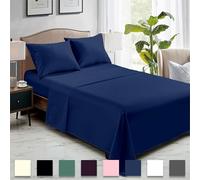 Rohi Sábana encimera de microfibra ultra suave, duradera e hipoalergénica para colchón estándar y de gran tamaño (azul marino, 255 x 290 cm)