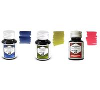 Rohrer & Klingner Botellas de tinta para pluma estilográfica de 50 ml, 3 botellas - Salix & Alt Goldgrün & Morinda