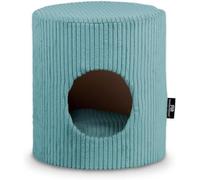 Rohrschneider Cueva para Mascotas Redonda con Asiento, Tela de Pana, Cojín Extraíble, 32x32x55 cm, Beige o Turquesa (Turquesa, Sin heces)