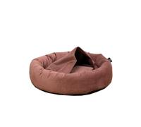 Rohrschneider LAJOS Isla de peluche para perros, redonda con borde alto, funda extraíble, lavable a mano, tela de terciopelo de poliéster, parte inferior antideslizante, cojín interior extraíble (rosa