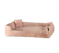 Rohrschneider Sofá para perros, tejido acolchado reciclado, gris o rosa, diferentes tamaños, funda extraíble, con cojín interior y cojín decorativo, parte inferior antideslizante (rosa, M: 70 x 49 x