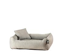 Rohrschneider Sofá para perros, tejido acolchado reciclado, gris o rosa, varios tamaños, funda extraíble, con cojín interior y cojín decorativo, parte inferior antideslizante (gris, S: 50 x 40 x 15 cm