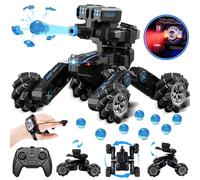 ROHSCE Tanque RC para disparar balas de agua, control remoto con gestos y música, 360° giros, regalo para niños de 8 a 12 años, unisex