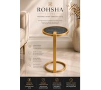 ROHSHA Lujosa mesa lateral con parte superior Shagreen y marco de latón - Mesa redonda moderna