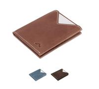 ROIK Cartera de Piel para Hombre de Piel Pequeña hasta 10 Tarjetas con Compartimento para Monedas, Cartera Ligera y Compacta, 100% Piel Vacuno Billeteras para Hombre - Land Wood