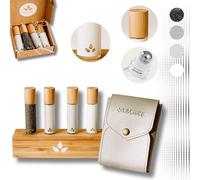 Roilscents , Roll on aceites esenciales, Estuche aceites esenciales, Rollon 10ml, Botes para Aromaterapia con Etiquetas, Botella Cristal para Perfume, Envase rollon, Regalos mujer originales