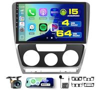 Roinvou 4+64G Radio Coche 2 DIN para VW Skoda Octavia 2007-2014 Carplay Inalámbrico Android Auto, Android Pantalla Radio Coche 10 Pulgadas MirrorLink Bluetooth WiFi GPS 32EQ RDS/FM SWC Cámara