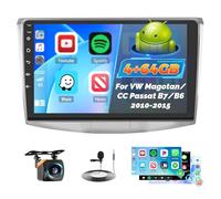 Roinvou 4+64G Radio Coche 2DIN para VW Magotan/CC Passat B7/B6 2010-2015 Carplay Inalámbrico Android Auto, Android Pantalla Radio Coche 10 Pulgadas MirrorLink Bluetooth WiFi GPS 32EQ RDS/FM SWC Cámara