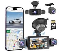 Roinvou 4K+1080P Dash CAM Coche, 5GHz WiFi Dashcam con Tarjeta SD 64GB, Camara Vigilancia Coche con 3″ IPS Pantalla, 170° Gran Angular, Grabación en Bucle, Sensor G,Visión Nocturna