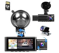 Roinvou Dashcam 3 Canales 2.5K+2.5K+1080P con Cámaras Delantera, Interior y Trasera, Pantalla 3.16", GPS, Sensor de Impacto G-Sensor, Grabación en Bucle, Control por App (Viidure), 64GB TF
