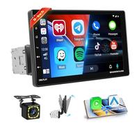 Roinvou Radio Coche 1 DIN con Pantalla Táctil de 9 Pulgadas, CarPlay Inalámbrico/Android Auto Mirror Link, Radio de Coche Compatible con Bluetooth Radio FM EQ SWC USB UI Cámara Trasera