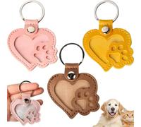 Roioiow Llavero conmemorativo de 3 piezas con forma de pata de corazón para mascotas, recuerdo de piel para gatos y perros, bonito dije para llaves y bolsas