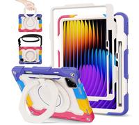 ROISKIN Funda para Xiaomi Mi Pad 7/7 Pro de 11,2 pulgadas 2024 con protector de pantalla, correa de hombro y soporte para bolígrafo, funda resistente a los golpes Xiaomi Pad 7, soporte giratorio 360