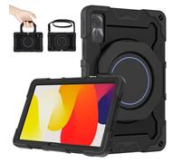 ROISKIN Fundas para Tablet, Funda para Xiaomi Redmi Pad SE 2023 11 pulgadas a prueba de golpes con soporte para bolígrafo y soporte giratorio y correa para el hombro, negro