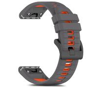 RoiYeel 22mm QuickFit Correa para Garmin Fenix E/8 47mm/7 Pro/7/6 Pro/6, Pulsera Deportiva Silicona Repuesto para Garmin Fenix 5 Plus/5/Forerunner 965/955/Approach S62/S70 47mm Gris carbón Naranja