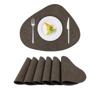 RoiYeel Manteles Individuales de Cuero Juego de 6, Forma de Gota, Lavables Resistentes al Calor Antideslizante, Doble Cara 42x33cm, PVC Salvamanteles Individuales para Cocina Restaurante - Marrón