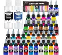 Roizefar Kit de Pintura para Aerógrafo, 36 Colores Incluye Diluyente y Limpiador, Pintura al Agua para Aerografía Ideal para Artistas, Principiantes, Colores Metálicos y Fluorescentes, 20 ml por Bote