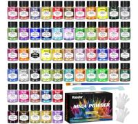 Roizefar Polvo de resina epoxi, 54 colores, 5 g, resina epoxi, pigmento metálico para pintura de jabón, fabricación de joyas, esmalte de uñas, resina epoxi, fabricación de velas, bombas de baño, limo