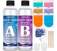 Roizefar Resina Epoxi Transparente Kit 600ml, con Pigmento, Lentejuelas, para Bricolaje, Artesanía, Suelos, Obras de Arte, Hacer Colgante, Fabricación de Joyas