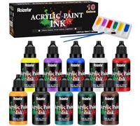 Roizefar Set de Pinturas Acrílicas, 10 Colores con 2 Pinceles y 1 Paleta