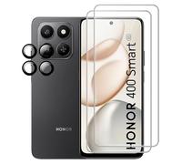Rojeuinn Cristal Templado para Honor 400 Smart,2 Piezas de Vidrio Protector con localizador+2 Piezas de protección de cámara,Protector de Pantalla Anti-rayaduras de dureza 9H