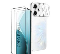 Rojeuinn Cristal Templado para OPPO Reno 14 5G,2 Piezas de Vidrio Protector con localizador+2 Piezas de protección de cámara,Protector de Pantalla Anti-rayaduras de dureza 9H
