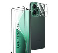 Rojeuinn Cristal Templado para OPPO Reno 14 F / 14 FS,2 Piezas de Vidrio Protector con localizador+2 Piezas de protección de cámara,Protector de Pantalla Anti-rayaduras de dureza 9H