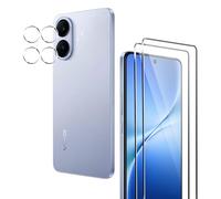 Rojeuinn Cristal Templado para Vivo V60 Lite,2 Piezas de Vidrio Protector con localizador+2 Piezas de protección de cámara,Protector de Pantalla Anti-rayaduras de dureza 9H