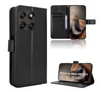 Rojeuinn Funda de Fibra para Motorola Moto G67/G77/ Estilo Cartera con Flip, Carcasa Protectora con Función de Soporte y Ranura para Tarjetas, Cierre Magnético, Negro