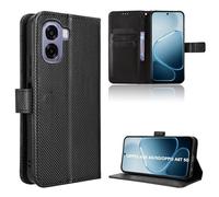 Rojeuinn Funda de Fibra para OPPO A6X 4G/5G/OPPO A6T 5G Estilo Cartera con Flip, Carcasa Protectora función de Soportey Ranura para Tarjetas, Cierre Magnético Case, Negro