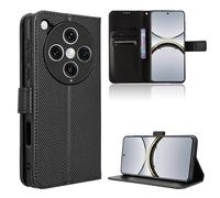 Rojeuinn Funda de Fibra para OPPO Find X8 Pro 5G Estilo Cartera con Flip, Carcasa Protectora función de Soportey Ranura para Tarjetas, Cierre Magnético Case, Negro
