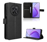 Rojeuinn Funda de Fibra para Realme 12/12x 5G Estilo Cartera con Flip, Carcasa Protectora función de Soportey Ranura para Tarjetas, Cierre Magnético Case, Negro