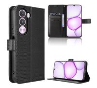 Rojeuinn Funda de Fibra para Realme C100x /P4X /C100i 4G Estilo Cartera con Flip, Carcasa Protectora función de Soportey Ranura para Tarjetas, Cierre Magnético Case, Negro