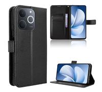 Rojeuinn Funda de Fibra para Realme Note 70T 4G Estilo Cartera con Flip, Carcasa Protectora función de Soportey Ranura para Tarjetas, Cierre Magnético Case, Negro