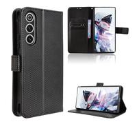 Rojeuinn Funda de Fibra para RedMagic 10 Air Estilo Cartera con Flip, Carcasa Protectora función de Soportey Ranura para Tarjetas, Cierre Magnético Case, Negro