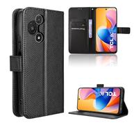 Rojeuinn Funda de Fibra para TCL 60 R 5G Estilo Cartera con Flip, Carcasa Protectora función de Soportey Ranura para Tarjetas, Cierre Magnético Case, Negro