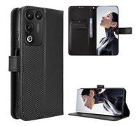 Rojeuinn Funda de Fibra para ZTE Nubia RedMagic 11 Air Estilo Cartera con Flip, Carcasa Protectora función de Soportey Ranura para Tarjetas, Cierre Magnético Case, Negro
