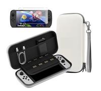 Rojeuinn Funda Estuche para Nintendo Switch 2 +1 Pieza Protector de Pantalla de Vidrio Templado, Almacenamiento portátil para Consola Nintendo Switch y Accesorios -Blanco
