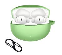 Rojeuinn Funda para Oneplus Buds 4 de silicona, admite carga inalámbrica [Luz LED frontal visible] con mosquetón, estuche protector a prueba de golpes - Verde claro