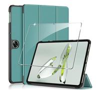 Rojeuinn Funda para Oneplus Pad Go/OPPO Pad Neo 2024 11.4 Inches+1 Pack Cristal Vidrio Templado,con Función Soporte,Anti-Arañazos Protectora Case función-Verde