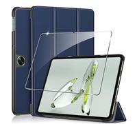Rojeuinn Funda para Oneplus Pad Go/OPPO Pad Neo 2024 11.4 Inches+1 Pack Cristal Vidrio Templado,con Función Soporte,Anti-Arañazos Protectora Case función-Azul