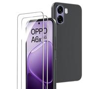 Rojeuinn Funda para OPPO A6X/A6T/A6K 4G/5G + 2 Pack Cristal Vidrio Templado, Protector de Pantalla Ultra Claro,dureza 9H,Funda Protectora Suave y Ultrafina a Prueba de Golpes-Negro