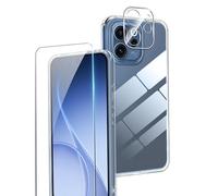 Rojeuinn Funda para OPPO Reno 15 F/15 FS +1 Pedazo Cristal Vidrio Templado+1 Pedazo Película Protectora de cámara Ultra Claro,dureza 9H,Suave y Ultrafina a Prueba de Golpes-Transparente