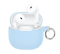 Rojeuinn Funda para Redmi Buds 8 Active,Suave Silicona Carcasa Protectora,Anti-Arañazos Protectora Case función de Mosquetón-Azul Cielo