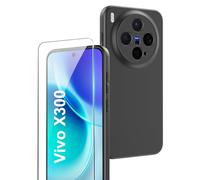 Rojeuinn Funda para Vivo X300 + 1 Pack Cristal Vidrio Templado, Protector de Pantalla Ultra Claro,dureza 9H,Funda Protectora Suave y Ultrafina a Prueba de Golpes-Negro