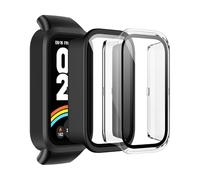 Rojeuinn Pack de 2 Fundas para Xiaomi Smart Band 9 Active Funda Protectora con Protector de Pantalla, PC Dura 360° Funda Protectora Ultrafina Antiarañazos Antipolvo - Transparente+Negro