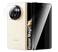 Rojeuinn Pantalla de privacidad para Honor Magic V5 5G,2 piezas de película protectora de vidrio templado anti-mirones+2 piezas vidrio templado protector de cámara,9H película de privacidad HD